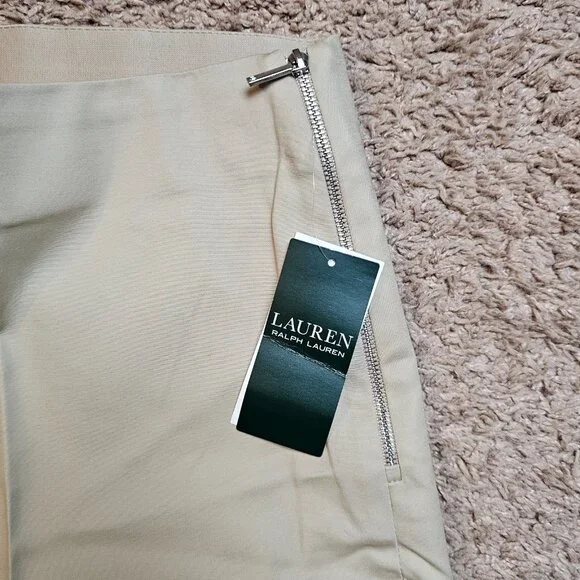 NWT Lauren Ralph Lauren Dress Pants Womens 14 Tan Wide Leg Slacks Office Work - Picture 11 of 14